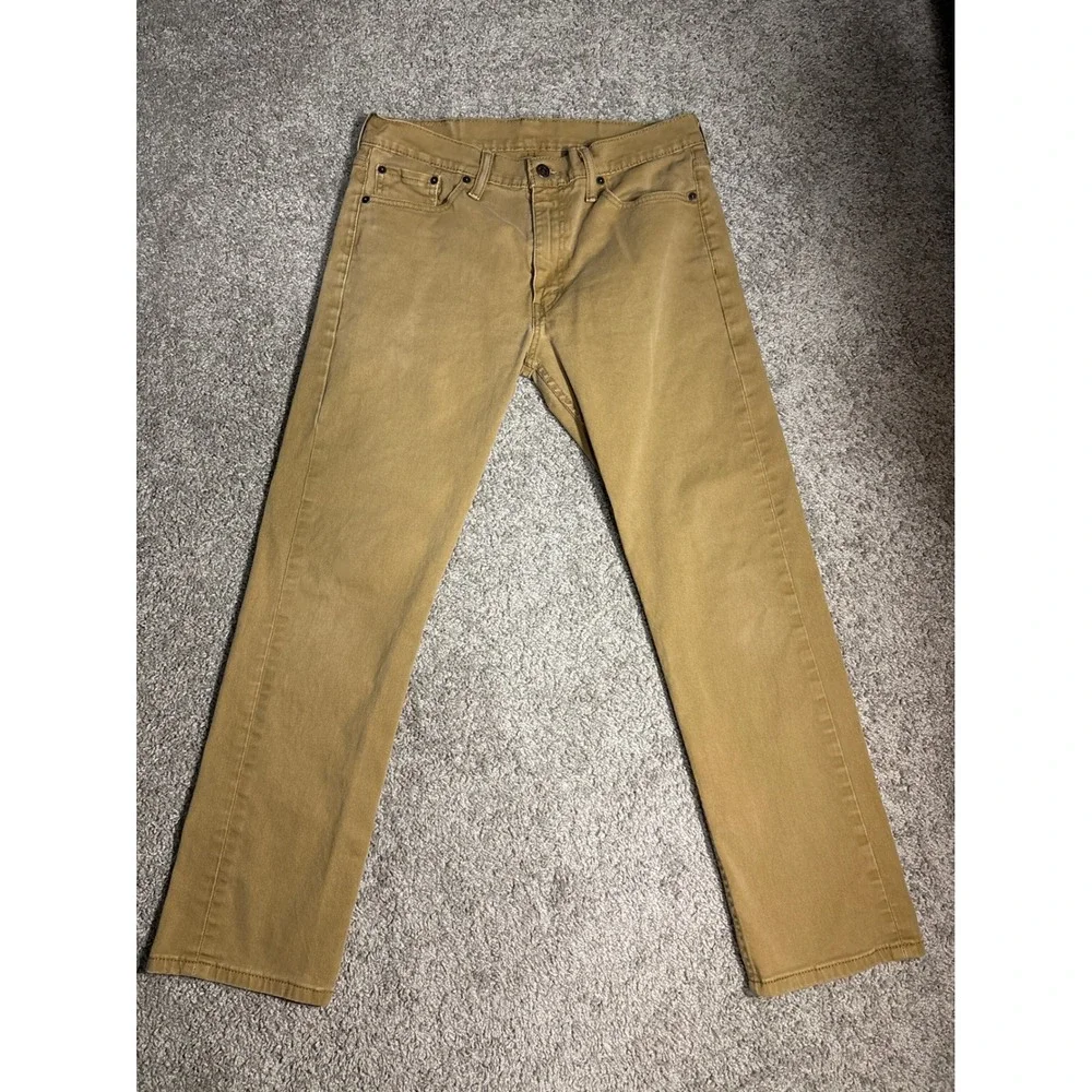 Levis 513 Slim Fit Pants Mens 32x30 Tan Khaki Brown Stretch Chino Trousers